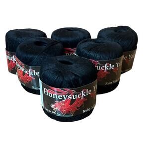 Honeysuckle Yarn Petal Spun Black Lot Of 6 Skeins Knitting New Craft USA